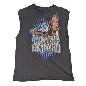 Y2K Lynyrd Skynyrd 2011 Rock Band Eagle Distressed Cut Off Tank Top Size Medium